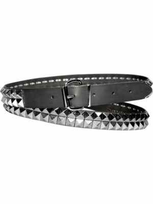 Leather belt 2 rows pyramid spikes