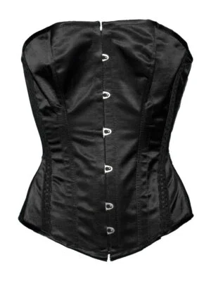 Black satin steel-bone overbust corset