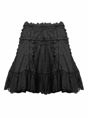 Black miniskirt by Sinister with floral lace lining
