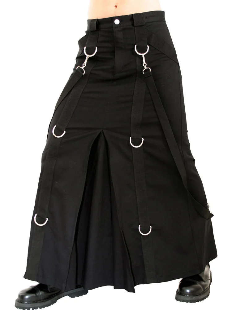 Black denim chain skirt for men, by Aderlass