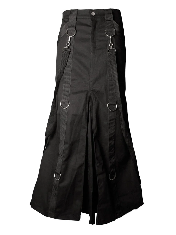 Black denim chain skirt for men, by Aderlass
