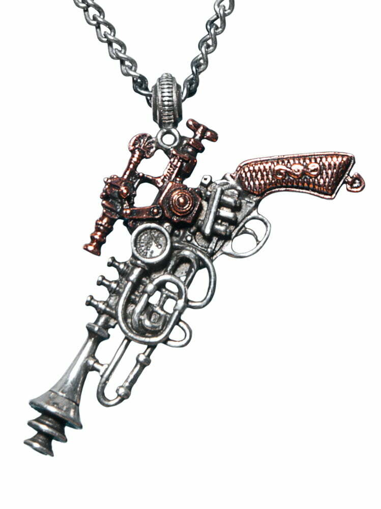 The Duellist steampunk pistol necklace by Alchemy
