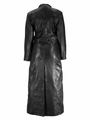 Long zipper leather coat for women