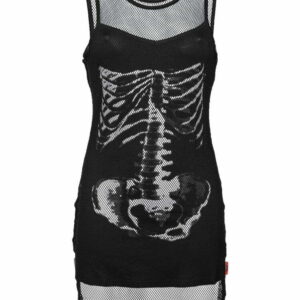 Black mesh skeleton top