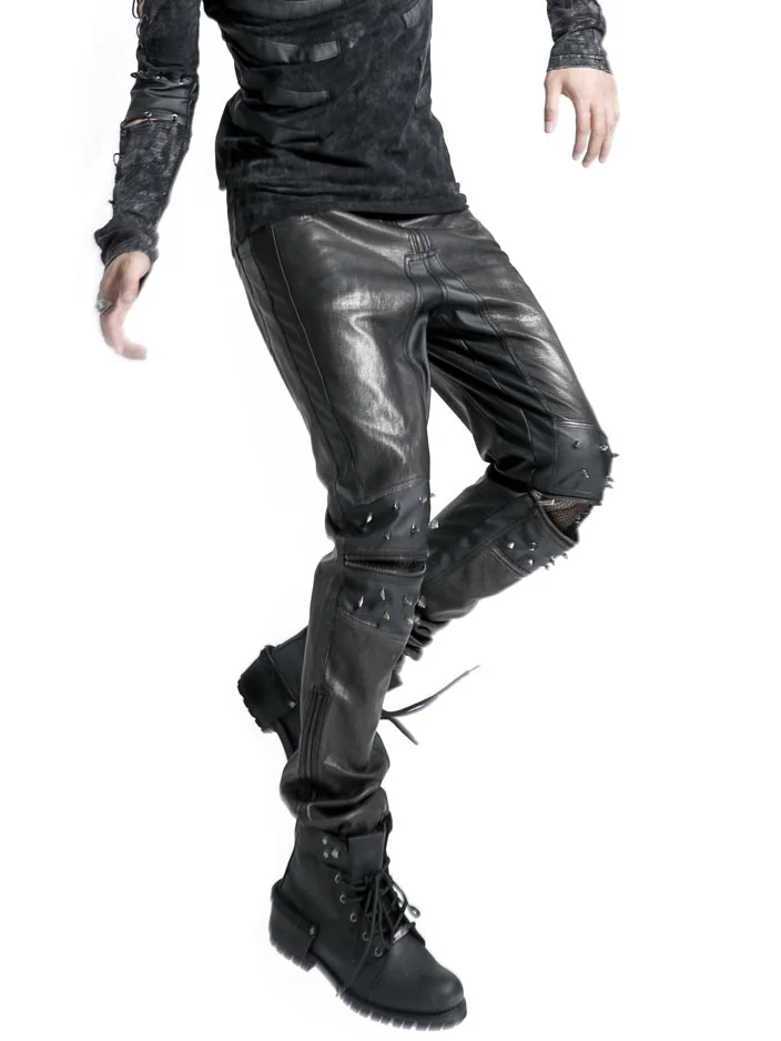 Punk Rave men's pants w. spikes and net detail