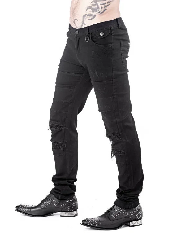 Distressed goth jeans black denim