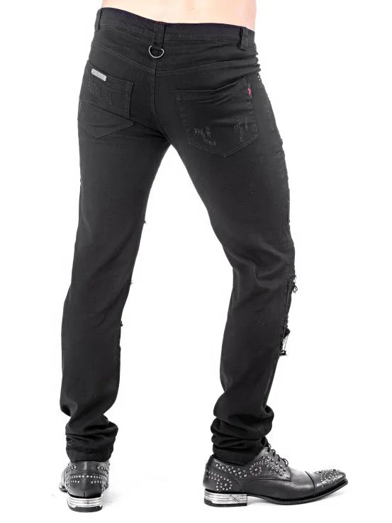 Distressed goth jeans black denim