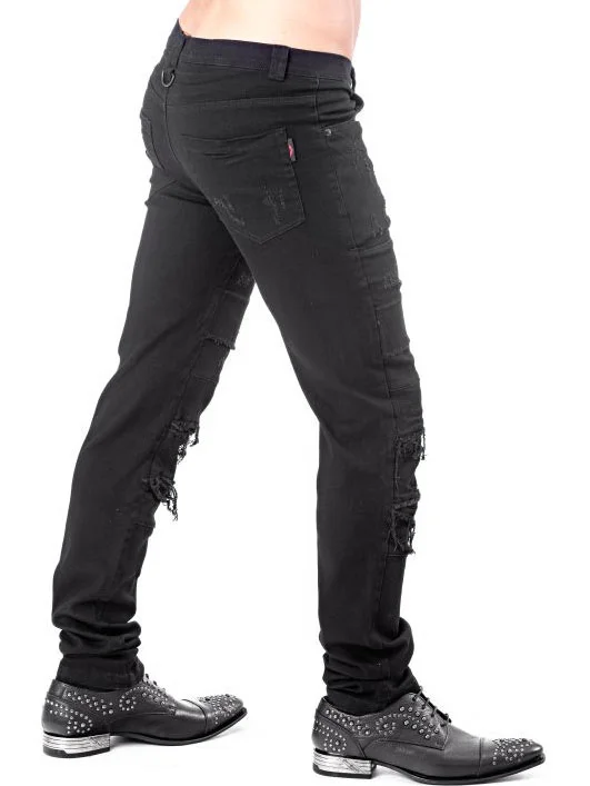 Distressed goth jeans black denim