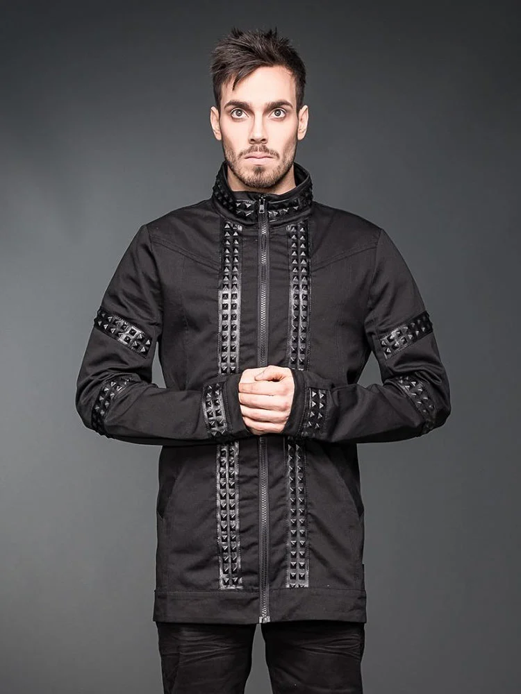 Jacket with black leather-look applications