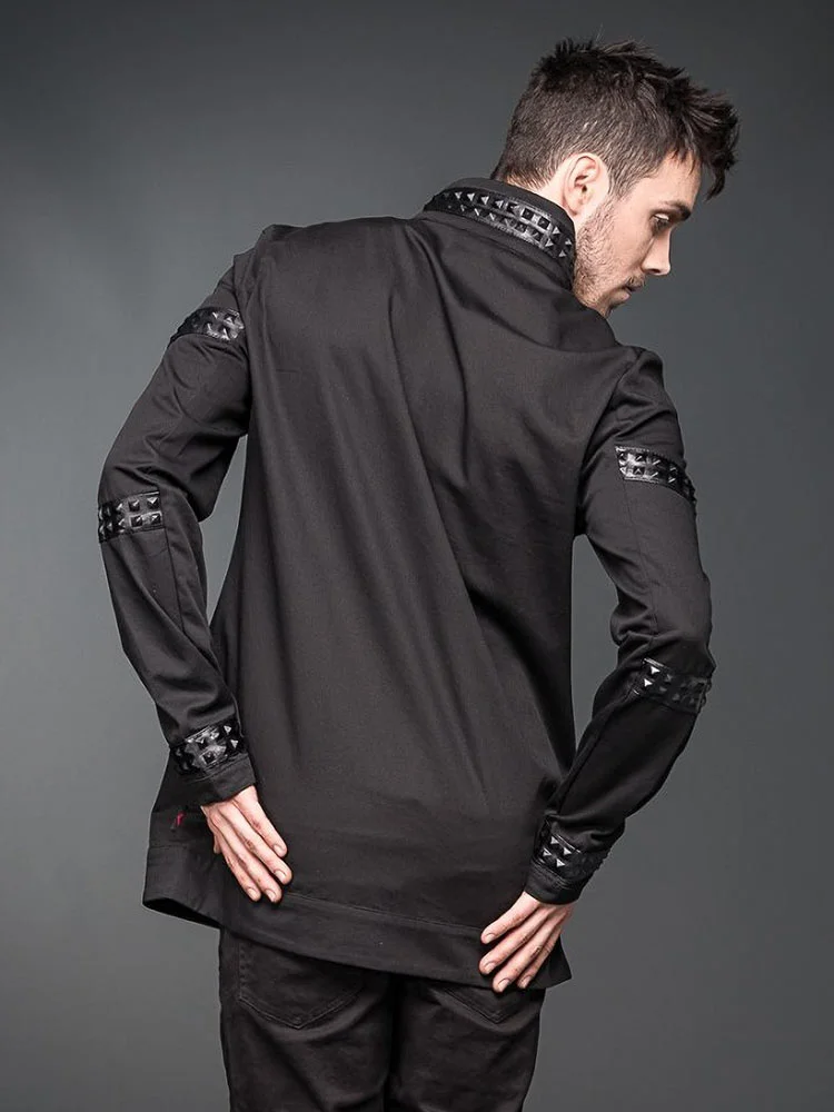 Jacket with black leather-look applications