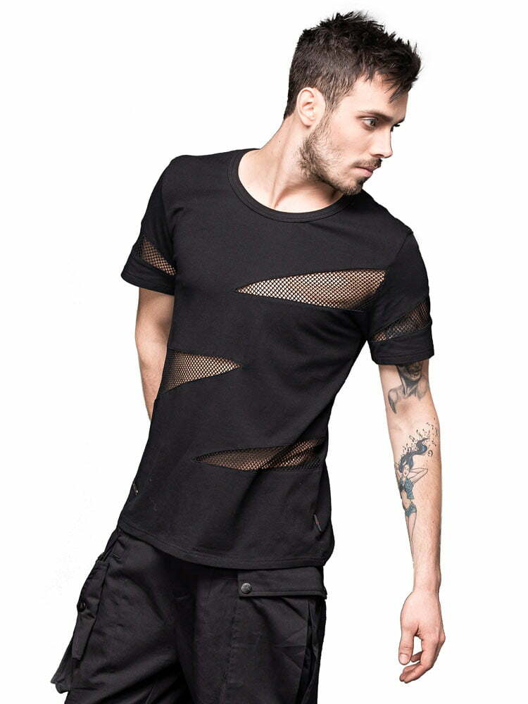Men's shirt with net triangle inserts