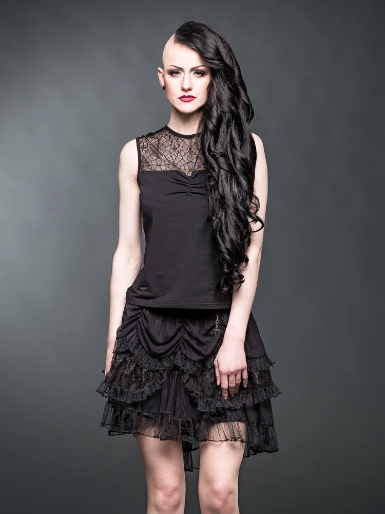 Gothic top with spider-lace inserts