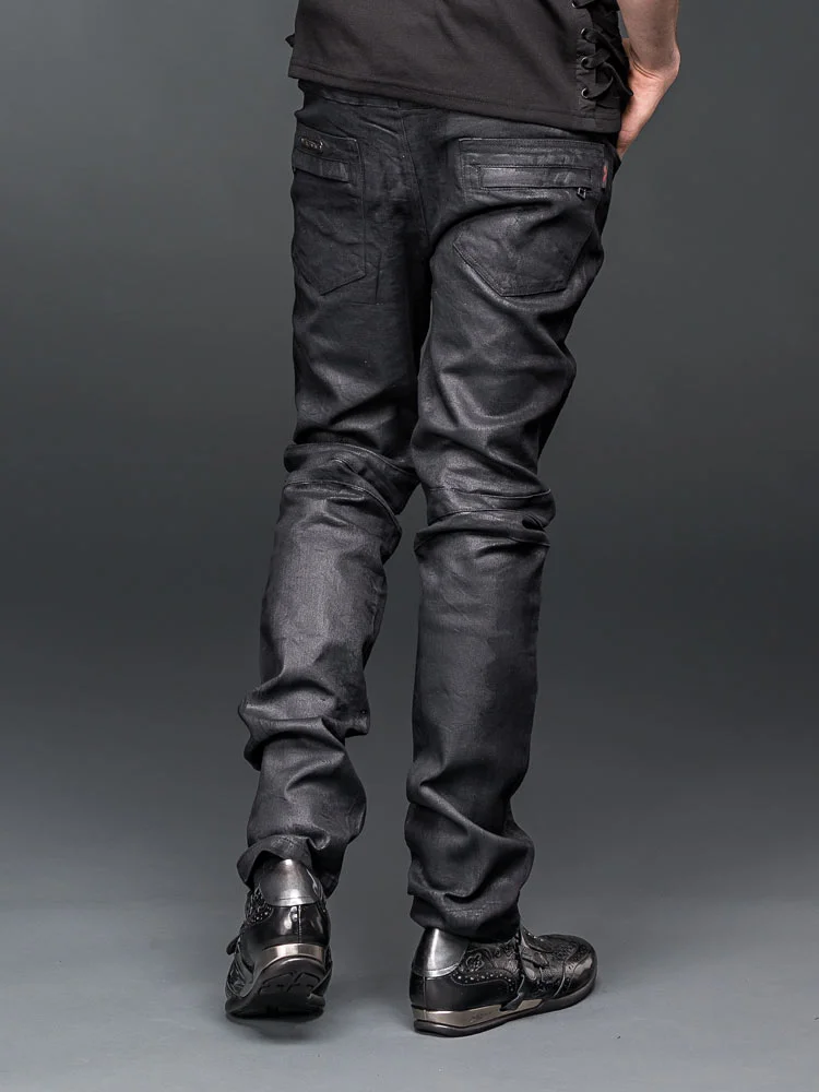 Black denim pants used-look