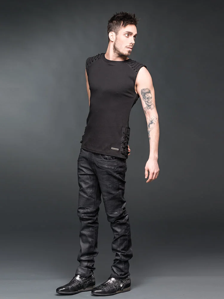 Black denim pants used-look