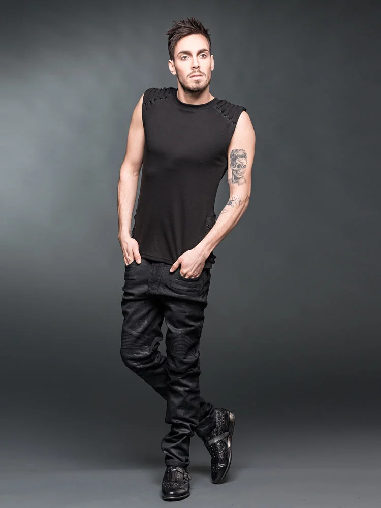Black denim pants used-look