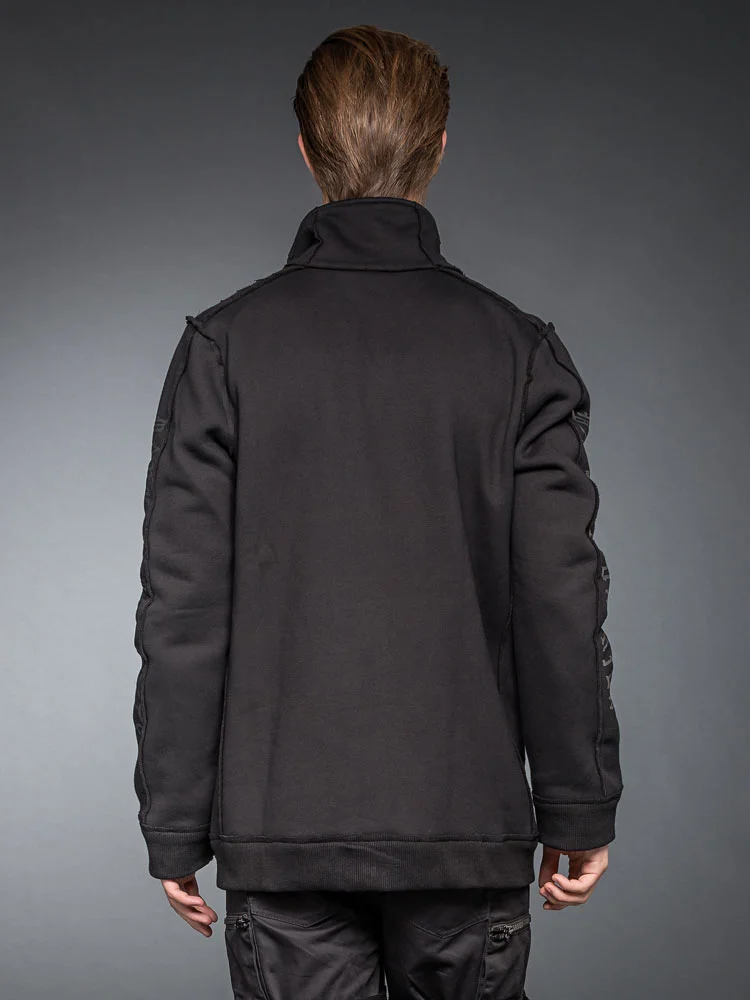 Goth men's sweater with print on sleeves