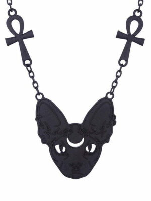 Goth sphynx cat necklace black by Restyle