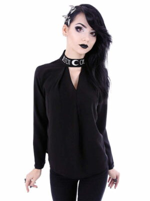 Witchcraft goth blouse with triangle neckline