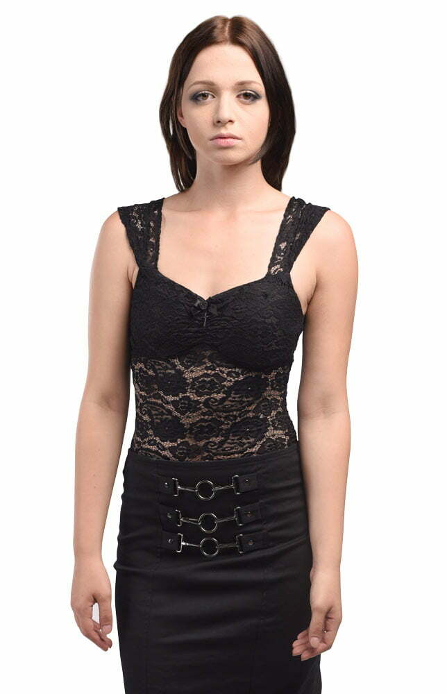 Gothic lace top for women, with floral pattern