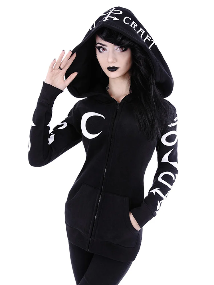 Women's hoodie moon witchcraft symbol - Image 3