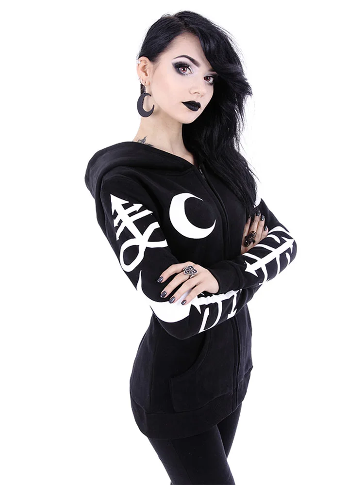 Women's hoodie moon witchcraft symbol - Image 2