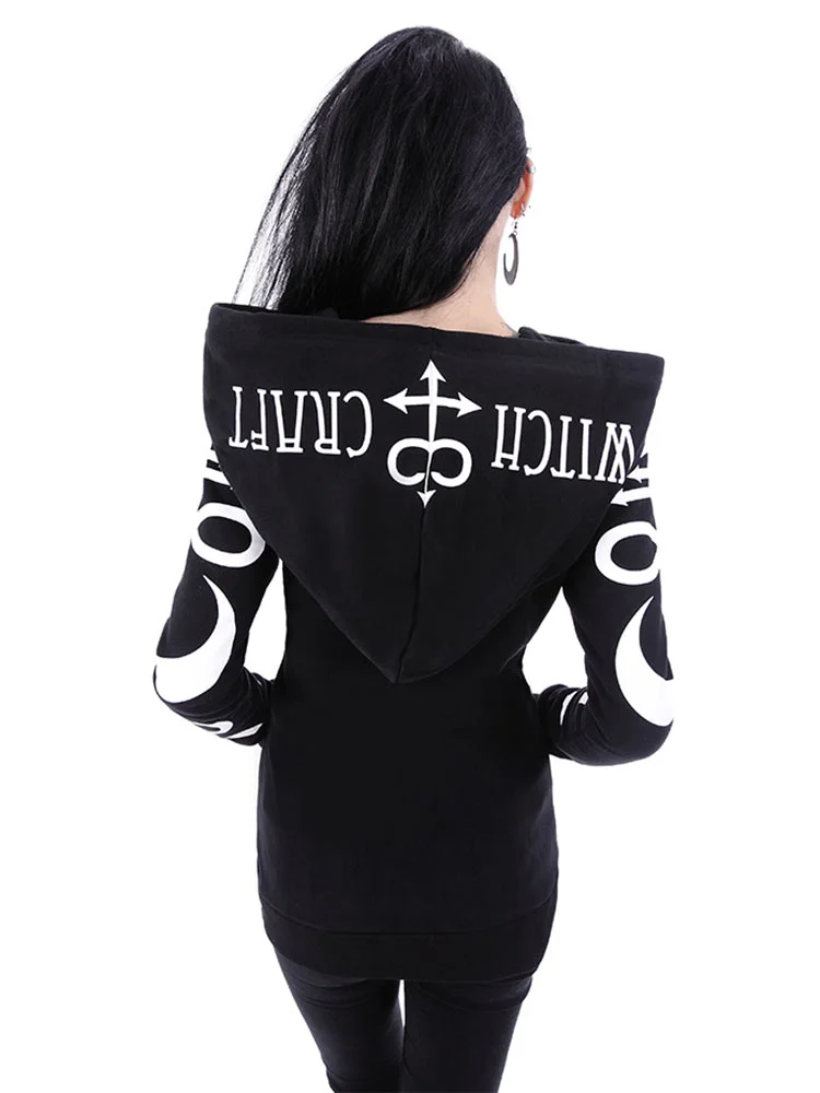 Women's hoodie moon witchcraft symbol - Image 4